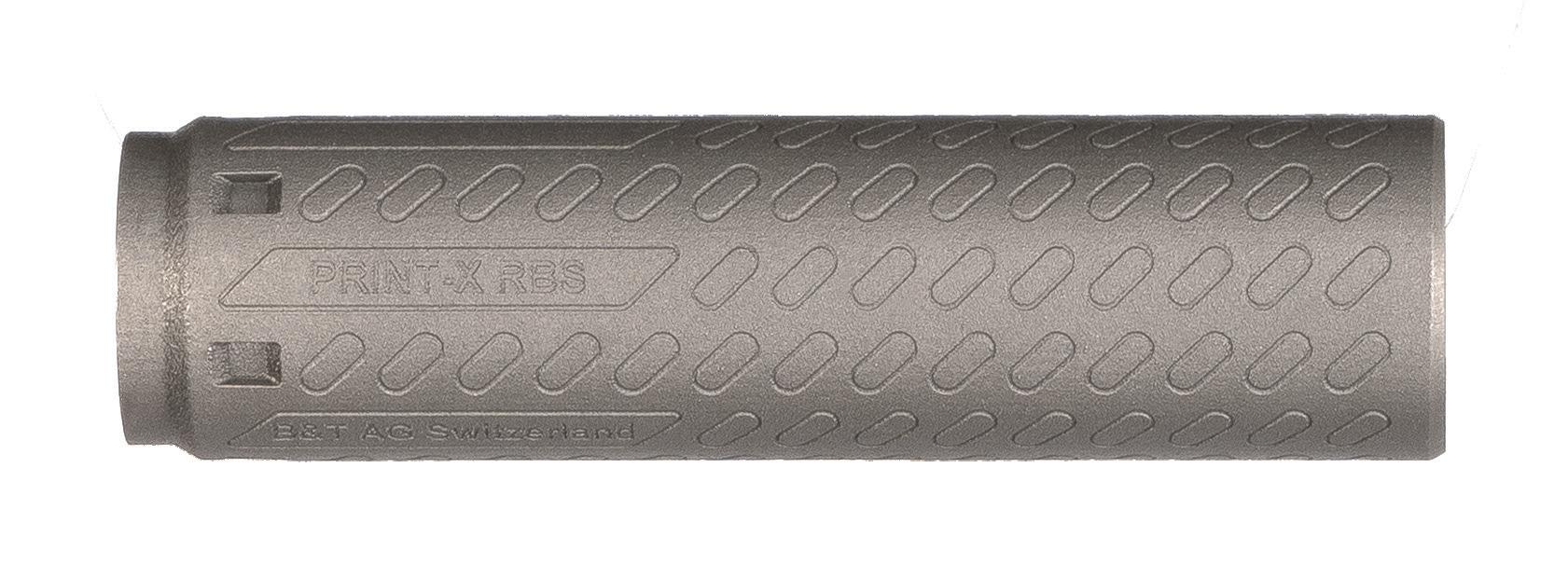 Un silencieux de la nouvelle série Print-X RBS. Ceux-ci sont légers, robustes et offrent une excellente atténuation du bruit.