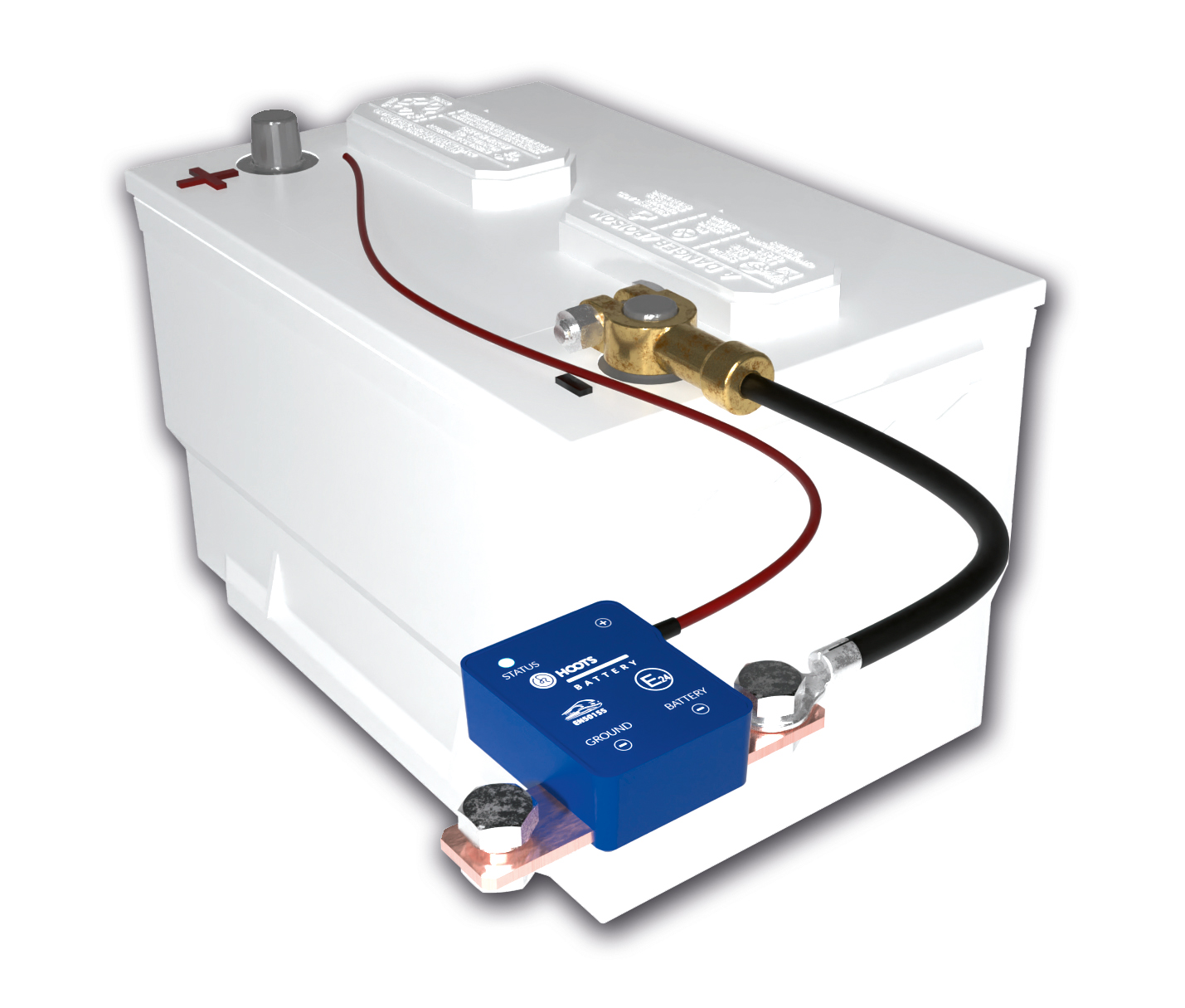 Le contrôleur de batterie intelligent, ici connecté à une batterie de bord de 12 volts, surveille les batteries et signale les problèmes par e-mail.