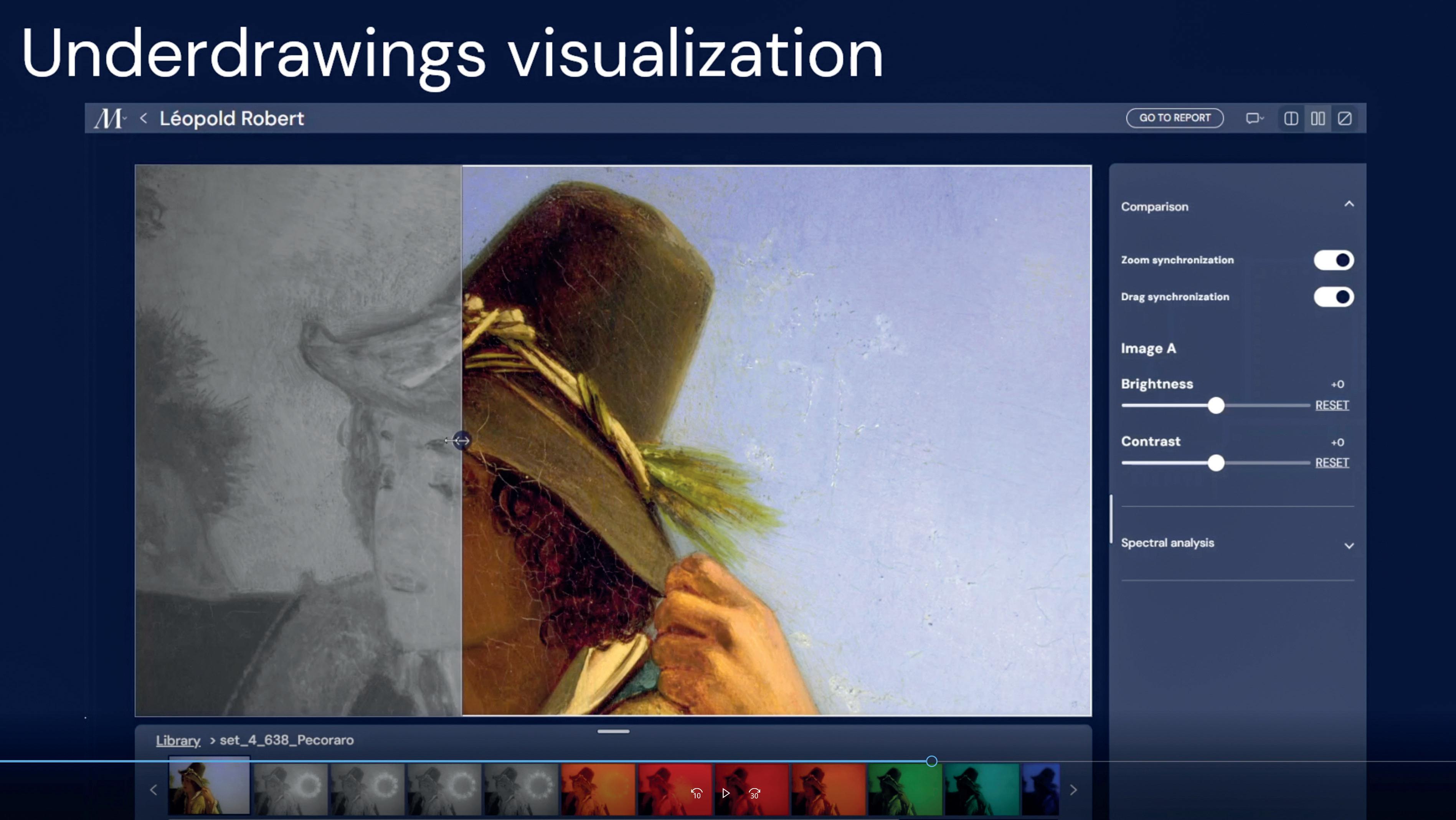 Bei der Untersuchung von Kunstwerken kann man im Infrarotspektrum beispielsweise «Unterzeichnungen», also die mit Farbe überdeckten Skizzen des Künstlers, sichtbar machen.