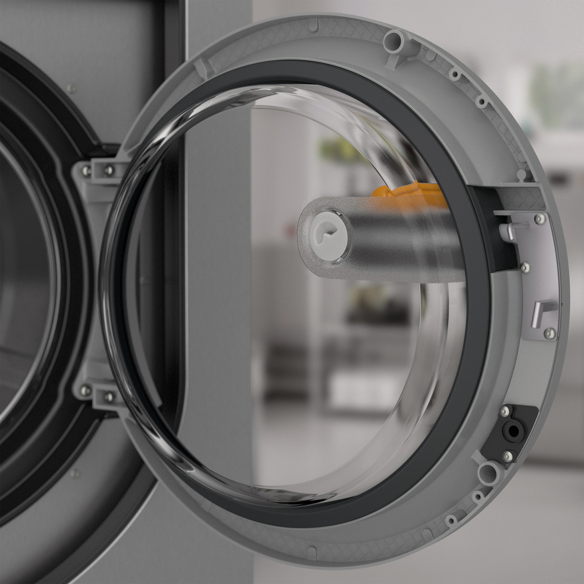 Cette buse intégrée au hublot de la porte est la pièce maîtresse de la nouvelle technologie « PowerWash PRO ».